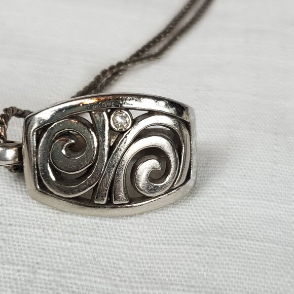 Brighton London Groove Lanyard Clip Necklace Silver Tone - Picture 2 of 8